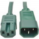 Tripp Lite 2ft Heavy Duty Power Extension Cord 15A 14 AWG C14 C15 Green 2&#39;&#39; - For PDU, UPS, Computer, Server, Storage Device, Workstation - 230 V AC Voltage Rating - 15 A Current Rating - Green P018-002-AGN