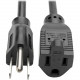 Tripp Lite Power Extension Cord 18 AWG 10A NEMA 5-15R to NEMA 5-15P 3ft 3&#39;&#39; - 120 V AC Voltage Rating - 10 A Current Rating - Black P022-003