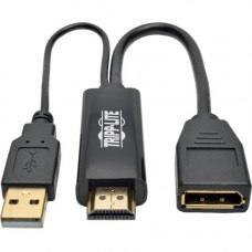 Tripp Lite HDMI to DisplayPort Active Converter 4Kx2K w/ USB Power M/F 6in 6" - DisplayPort/HDMI/USB for Audio/Video Device, Monitor, Blu-ray Player, Projector - 6" - 1 x DisplayPort Female Digital Audio/Video, 1 x Type A Female USB - 1 x HDMI M