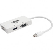 Tripp Lite Mini DisplayPort to VGA/DVI/HDMI Adapter Converter mDP 6in 6" White - DVI/HDMI/Mini DisplayPort/VGA for Notebook, Chromebook, Monitor, Audio/Video Device, Tablet, MacBook, Projector, TV - 6" - 1 x Mini DisplayPort Male Digital Audio/V