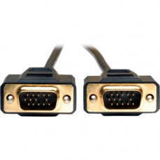 Tripp Lite 15ft VGA Monitor Gold Cable Molded Shielded HD15 M/M 15&#39;&#39; - 15 ft VGA Video Cable for Video Device, Monitor - First End: 1 x HD-15 Male VGA - Second End: 1 x HD-15 Male VGA - Shielding - Gold Plated Connector - Black - RoHS Comp