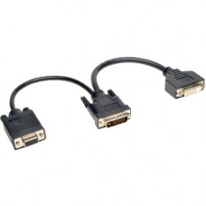 Tripp Lite 6in DVI Digital Y Splitter Cable DVI-I M to DVI-D F and HD15 F 6" - 6" DVI/VGA Video Cable for Video Device, Monitor - First End: 1 x DVI-I Male Video - Second End: 1 x DVI-D (Dual-Link) Female Digital Video, Second End: 1 x HD-15 Fem