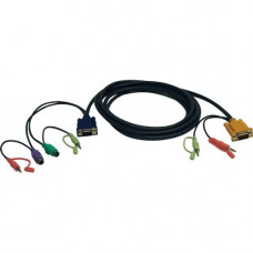 Tripp Lite 10ft VGA / PS2 / Audio Cable Kit for B006-VUA4-R KVM Switch - 10 ft - 1 x HD-15 Male VGA, 2 x Mini-phone Male Stereo Audio - 1 x HD-15 Male VGA, 2 x Mini-DIN (PS/2) Male Keyboard/Mouse, 2 x Mini-phone Male Stereo Audio - Shielding - Dark Gray&q