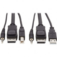 Tripp Lite KVM Cable - 5.91 ft KVM Cable for KVM Switch, Computer - First End: 1 x Mini-phone Male Audio, First End: 1 x DisplayPort Male Digital Audio/Video, First End: 1 x Type A Male USB - Second End: 1 x Mini-phone Male Audio, Second End: 1 x DisplayP