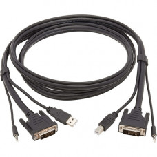 Tripp Lite DVI KVM Cable Kit 3 in 1 DVI, USB 3.5mm Audio 3xM/3xM Black 6ft - 6 ft KVM Cable for KVM Switch, Computer - First End: 1 x 24-pin DVI-I (Dual-Link) Male Video, First End: 1 x Mini-phone Male Audio, First End: 1 x Type A Male USB - Second End: 1