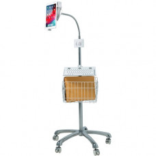 CTA Digital PAD-HFSVU Heavy-Duty Gooseneck Floor Stand with VESA Plate and Storage Basket - Up to 14" Screen Support - 3.60 lb Load Capacity - 60" Height x 24" Width x 24" Depth - Floor Stand - Aluminum, Steel, Metal PAD-HFSVU