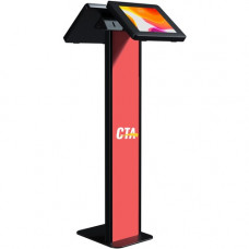 CTA Digital Customizable Dual Enclosure Locking Floor Stand Kiosk with Graphic Card Slot for Branding for 10.2 in iPad 7th, 8th Gen & More (Black) - Up to 11" Screen Support - 48" Height x 13.5" Width x 16" Depth - Floor - Steel - 
