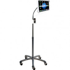 CTA Digital Heavy-Duty Security Gooseneck Floor Stand for 7-13 Inch Tablets - Up to 13" Screen Support - 58" Height - Floor Stand - Aluminum, Chrome Plated PAD-SHFS