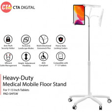 CTA Digital Heavy-Duty Medical Mobile Floor Stand for 7-13-Inch Tablets - White - Up to 13" Screen Support - 65" Height - Floor - White PAD-SHFSW