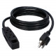 Qvs 3-Outlet 3-Prong 25ft Power Extension Cord - For Computer - 120 V AC / 13 A - Black - 1 PC3PX-25