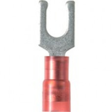 Panduit Terminal Connector - 100 Pack - 1 x Fork Terminal - Tin - Red - TAA Compliance PN18-6LF-C