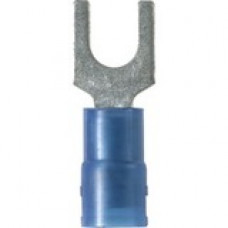 Panduit Terminal Connector - 100 Pack - 1 x Fork Terminal - Tin - Blue - TAA Compliance PNF14-14F-C