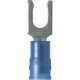 Panduit Terminal Connector - 100 Pack - 1 x Fork Terminal - Tin - Blue - TAA Compliance PNF14-10LF-C