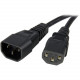 Startech.Com 3 ft 14AWG Computer Power Cord Extension - C14 to C13 Power Cable - 3ft - IEC 60320 C13 - IEC 60320 C14 250V AC - 15A - Black - RoHS Compliance PXT100143