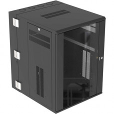 Panduit Wall Mount Cabinet, 18RU, 30" Depth, Windowed Door, Black - For Networking, UPS, Patch Panel, Switch - 18U Rack Height x 19" Rack Width - Wall Mountable Enclosed Cabinet - Black - Steel - 300.04 lb Maximum Weight Capacity PZWMC1830W