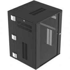 Panduit Wall Mount Cabinet, 18RU, 25" Depth, Windowed Door, Black - For Networking, UPS, Switch, Patch Panel - 18U Rack Height x 19" Rack Width - Wall Mountable Enclosed Cabinet - Black - Steel - 300.04 lb Maximum Weight Capacity - TAA Compliant