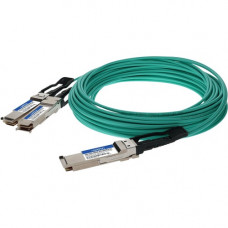 AddOn Fiber Optic Network Cable - 32.81 ft Fiber Optic Network Cable for Network Device, Transceiver, Server, Switch, Storage Adapter - First End: 1 x QSFP56 Network - Second End: 2 x QSFP56 Network - 200 Gbit/s - LSZH - Aqua - 1 - TAA Compliant - TAA Com