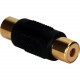 Qvs RCA Female to Female Coupler - 1 x RCA Female Audio/Video - 1 x RCA Female Audio/Video - Gold Connector - Black RCA1V-FFG