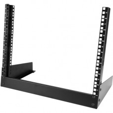 Startech.Com 8U Desktop Rack - 2-Post Open Frame Rack - 19in Open Frame Desktop Rail Rack - 8U - For A/V Equipment, Server - 8U Rack Height x 19" Rack Width - Tabletop - Black - Steel - 110.50 lb Maximum Weight Capacity - TAA Compliant - TAA Complian