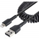 Startech.Com 1m (3ft) USB to Lightning Cable, MFi Certified, Coiled iPhone Charger Cable, Black, Durable TPE Jacket Aramid Fiber - 3.3ft (1m) Coiled USB to Lightning charging cable with aramid fiber - Durable High quality USB A 2.0 cable with extended str