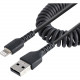 Startech.Com 50cm/20in USB to Lightning Cable, MFi Certified, Coiled iPhone Charger Cable, Black, Durable TPE Jacket Aramid Fiber - 20in (50cm) Coiled USB to Lightning charging cable with aramid fiber - Durable High quality USB A 2.0 cable with extended s