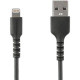 Startech.Com 2m 6.6 ft USB to Lightning Cable - Apple MFi Certified - Dupont Kevlar fiber shelters the heavy duty Lightning cable from the stress of frequent bends and twists - Extended strain relief tested to tolerate 10 000 plus bend cycles at a 180 deg