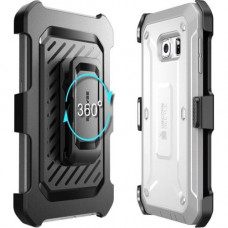 I-Blason Unicorn Beetle Pro Carrying Case (Holster) Smartphone - White, Gray - Impact Resistant, Shock Absorbing - Polycarbonate, Thermoplastic Polyurethane (TPU) - Holster, Belt Clip S-S6E-UBP-WHGY