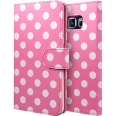 I-Blason Carrying Case (Wallet) Smartphone, Credit Card, ID Card - Pink, White - Scratch Resistant - Synthetic Leather S6EP-LB-DPINK