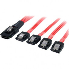 Startech.Com 50cm Serial Attached SCSI SAS Cable - SFF-8087 to 4x Latching SATA - SAS/SATA for Hard Drive - 50cm - 1 Pack - SFF-8087 Male SAS - Male SATA - Red - RoHS Compliance SAS8087S450