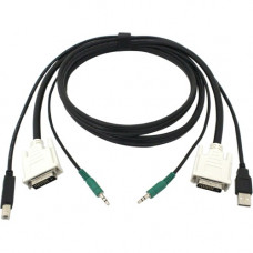 Black Box Secure DVI KVM Cable - USB A-B, 3.5mm Audio, 6-ft. - 6 ft KVM Cable for KVM Switch - First End: 1 x DVI-D Male Digital Video, First End: 1 x Type A Male USB, First End: 1 x Mini-phone Male Audio - Second End: 1 x DVI-D Male Digital Video, Second