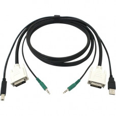 Black Box Secure DVI KVM Cable - USB A-B, 3.5mm Audio, 10-ft. - 10 ft KVM Cable for KVM Switch - First End: 1 x DVI-D Male Digital Video, First End: 1 x Mini-phone Male Audio, First End: 1 x Type A Male USB - Second End: 1 x DVI-D Male Digital Video, Seco