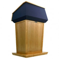 AmpliVox SN3045A - Patriot Plus Adjustable Height Lectern - Skirted Base - 64" Height x 31" Width x 23" Depth - Oak, Lacquer - Hardwood Veneer, Solid Hardwood SN3045A-OK