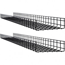 Tripp Lite Wire Mesh Cable Tray - 300 x 100 x 1500 mm (12 in. x 4 in. x 5 ft.), 2-Pack - Black Powder Coat - 2 Pack - Steel SRWB12410X2STR