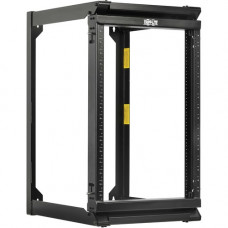 Tripp Lite SmartRack 16U Wall-Mount 2-Post Open Frame Rack, Hinged Front, Heavy Duty - For Networking, Switch, PDU, Patch Panel, Server, UPS - 16U Rack Height x 19" Rack Width x 22" Rack Depth - Floor Standing Open Frame - 2 Post - Black Powder 