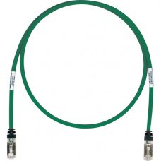 Panduit Cat.6a FTP Patch Network Cable - 18 ft Category 6a Network Cable for Network Device - First End: 1 x RJ-45 Male Network - Second End: 1 x RJ-45 Male Network - 1.25 GB/s - Patch Cable - Black, Green - 1 Pack - TAA Compliance STP6X18GR