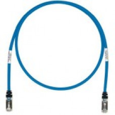 Panduit Cat.6a S/FTP Patch Network Cable - 7.92" Category 6a Network Cable for Network Device - First End: 1 x RJ-45 Male Network - Second End: 1 x RJ-45 Male Network - 10 Gbit/s - Patch Cable - Shielding - 26 AWG - Black, Blue - 1 - TAA Compliance S