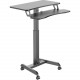 Kantek Mobile Sit-to-Stand Desk with Foot Pedal - 15.70" Table Top Length x 31.50" Table Top Width - 49" Height - Assembly Required - Black - Melamine Top Material STS350