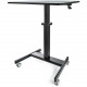 Startech.Com Mobile Standing Desk - Portable Sit-Stand Ergonomic Height Adjustable Cart on Wheels - Rolling Computer/Laptop Workstation - Sit-stand cart is easily movable; Stable base w/ lockable front wheels - Mobile standing desk with large 24x31.5in su