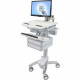 Ergotron StyleView Cart with LCD Arm, 2 Drawers - Up to 24" Screen Support - 39 lb Load Capacity - 50.5" Height x 17.5" Width x 31" Depth - Floor Stand - Aluminum - White, Gray SV43-1220-0