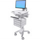 Ergotron StyleView Cart with LCD Arm, 3 Drawers (1x3) - Up to 24" Screen Support - 37.04 lb Load Capacity - Floor - Plastic, Aluminum, Zinc-plated Steel SV43-1230-0