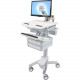 Ergotron StyleView Cart with LCD Arm, 4 Drawers - Up to 24" Screen Support - 38 lb Load Capacity - 50.5" Height x 17.5" Width x 31" Depth - Floor Stand - Aluminum - White, Gray SV43-1240-0