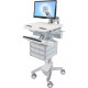 Ergotron StyleView Cart with LCD Arm, 9 Drawers - Up to 24" Screen Support - 37 lb Load Capacity - 50.5" Height x 17.5" Width x 31" Depth - Floor Stand - Aluminum - White, Gray SV43-1290-0