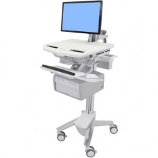 Ergotron StyleView Cart with LCD Arm, 2 Tall Drawers (2x1) - Up to 24" Screen Support - 37.04 lb Load Capacity - Floor - Plastic, Aluminum, Zinc-plated Steel SV43-12C0-0