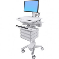 Ergotron StyleView Cart with LCD Pivot, 3 Drawers (1x3) - Up to 24" Screen Support - 37.04 lb Load Capacity - Floor - Plastic, Aluminum, Zinc-plated Steel SV43-1330-0