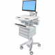 Ergotron StyleView Cart with LCD Pivot, 9 Drawers - Up to 24" Screen Support - 37 lb Load Capacity - 50.5" Height x 17.5" Width x 31" Depth - Floor Stand - Aluminum - White, Gray SV43-1390-0