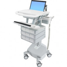 Ergotron StyleView Laptop Cart, LiFe Powered, 9 Drawers - Up to 17.3" Screen Support - 20 lb Load Capacity - 50.5" Height x 18.3" Width x 30.8" Depth - Floor Stand - Aluminum - White, Gray - TAA Compliance SV44-1192-1