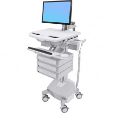 Ergotron StyleView Cart with LCD Arm, LiFe Powered, 3 Drawers (1x3) - Up to 24" Screen Support - 33 lb Load Capacity - Floor - Plastic, Aluminum, Zinc-plated Steel - TAA Compliance SV44-1232-1