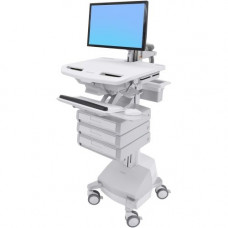 Ergotron StyleView Cart with LCD Arm, SLA Powered, 2 Drawer (2x1) - Up to 24" Screen Support - 37.04 lb Load Capacity - Floor - Plastic, Aluminum, Zinc-plated Steel SV44-12A1-1