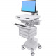 Ergotron StyleView Cart with LCD Arm, SLA Powered, 3 Drawers (1x3) - Up to 24" Screen Support - 37.04 lb Load Capacity - Floor - Plastic, Aluminum, Zinc-plated Steel - TAA Compliance SV44-1231-1