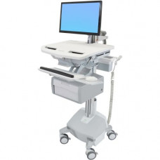 Ergotron StyleView Cart with LCD Arm, LiFe Powered, 1 Tall Drawer (1x1) - Up to 24" Screen Support - 33 lb Load Capacity - Floor - Plastic, Aluminum, Zinc-plated Steel - TAA Compliance SV44-12B2-1